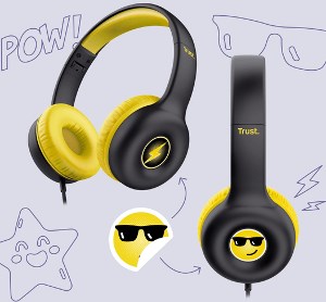 Trust sluchátka Nouna Kids Headphones, Černá mikrofon